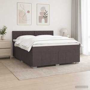 Imagine vidaXL Pat boxspring cu saltea Maro închis 180 x 200 cm Țesătură