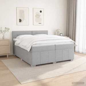 Imagine vidaXL Pat boxspring cu saltea Gri deschis 200 x 200 cm Țesătură