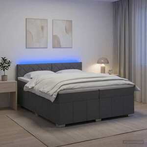 Imagine vidaXL Pat boxspring cu saltea Gri închis 200 x 200 cm Țesătură