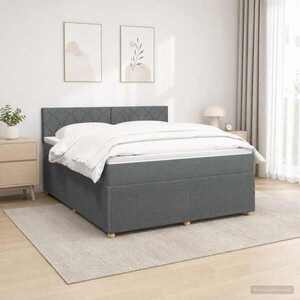 Imagine vidaXL Pat boxspring cu saltea Gri închis 160 x 200 cm Țesătură