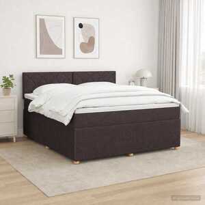 Imagine vidaXL Pat boxspring cu saltea Maro închis 180 x 200 cm Țesătură