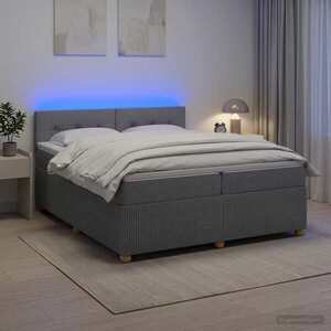 Imagine vidaXL Pat boxspring cu saltea Gri deschis 200 x 200 cm Țesătură