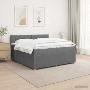 Imagine vidaXL Pat boxspring cu saltea Gri închis 200 x 200 cm Țesătură