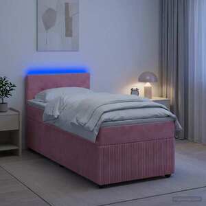 Imagine vidaXL Pat boxspring cu saltea cu benzi LED Roz 80 x 200 cm Catifea