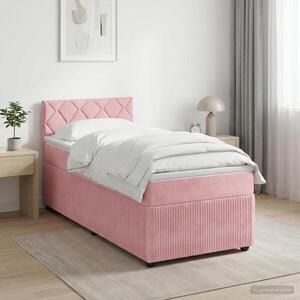 Imagine vidaXL Pat boxspring cu saltea cu benzi LED Roz 80 x 200 cm Catifea