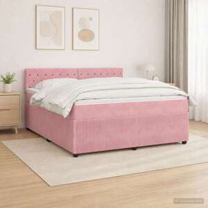 Imagine vidaXL Pat boxspring cu saltea cu benzi LED Roz 160 x 200 cm Catifea