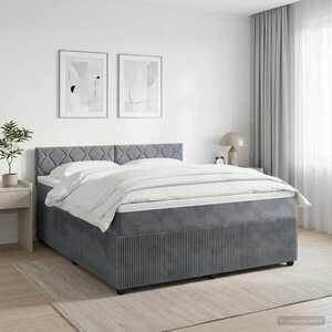 Imagine vidaXL Pat boxspring cu saltea Gri închis 160 x 200 cm Catifea