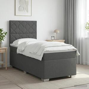 Imagine vidaXL Pat boxspring cu saltea Gri închis 80 x 200 cm Țesătură
