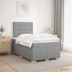 Imagine vidaXL Pat boxspring cu saltea Gri deschis 120 x 190 cm Țesătură