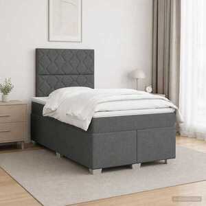 Imagine vidaXL Pat boxspring cu saltea Gri închis 120 x 190 cm Țesătură