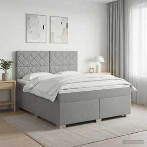 Imagine vidaXL Pat boxspring cu saltea Gri deschis 140 x 190 cm Țesătură