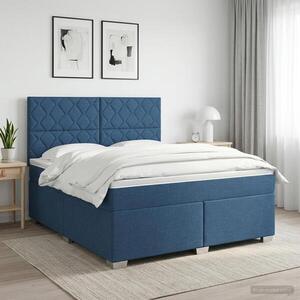 Imagine vidaXL Pat boxspring cu saltea albastru 140 x 200 cm Țesătură