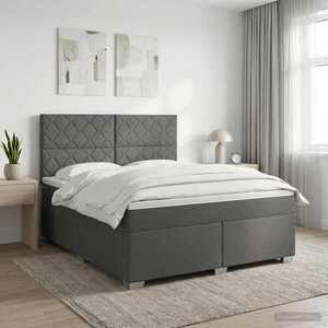 Imagine vidaXL Pat boxspring cu saltea Gri închis 160 x 200 cm Țesătură