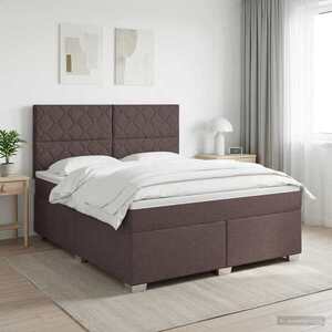 Imagine vidaXL Pat boxspring cu saltea Maro închis 160 x 200 cm Țesătură