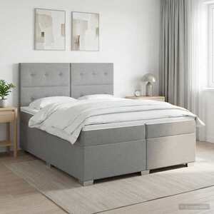 Imagine vidaXL Pat boxspring cu saltea Gri deschis 200 x 200 cm Țesătură