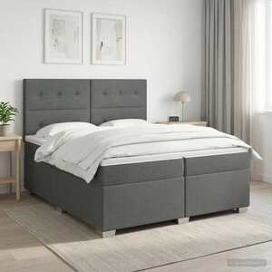 Imagine vidaXL Pat boxspring cu saltea Gri închis 200 x 200 cm Țesătură