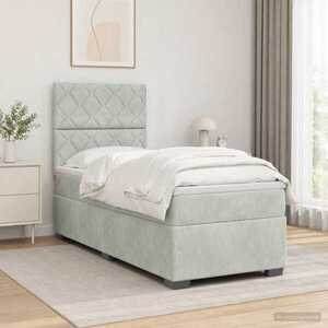 Imagine vidaXL Pat boxspring cu saltea Gri deschis 80 x 200 cm Catifea