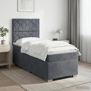 Imagine vidaXL Pat boxspring cu saltea Gri închis 80 x 200 cm Catifea