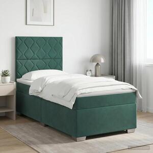 Imagine vidaXL Pat boxspring cu saltea Verde închis 80 x 200 cm Catifea