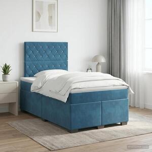 Imagine vidaXL Pat boxspring cu saltea albastru 120 x 190 cm Catifea