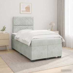 Imagine vidaXL Pat boxspring cu saltea Gri deschis 120 x 190 cm Catifea