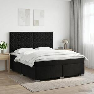 Imagine vidaXL Pat boxspring cu saltea cu headboard Negru 140 x 190 cm Catifea
