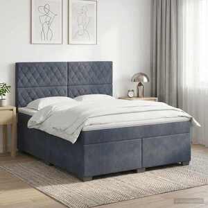 Imagine vidaXL Pat boxspring cu saltea Gri închis 160 x 200 cm Catifea