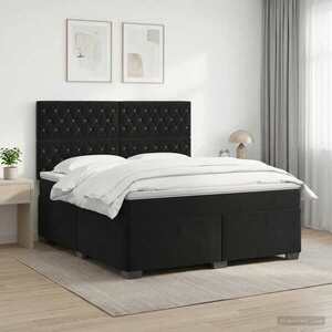 Imagine vidaXL Pat boxspring cu saltea cu headboard Negru 160 x 200 cm Catifea