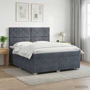 Imagine vidaXL Pat boxspring cu saltea Gri închis 160 x 200 cm Catifea