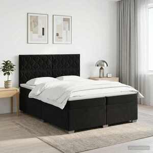 Imagine vidaXL Pat boxspring cu saltea cu headboard Negru 200 x 200 cm Catifea