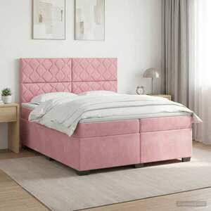 Imagine vidaXL Pat boxspring cu saltea cu headboard Roz 200 x 200 cm Catifea