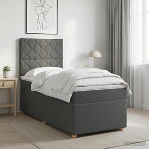 Imagine vidaXL Pat boxspring cu saltea Gri închis 80 x 200 cm Țesătură