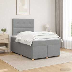 Imagine vidaXL Pat boxspring cu saltea Gri deschis 120 x 190 cm Țesătură