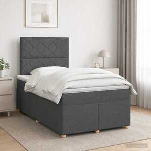 Imagine vidaXL Pat boxspring cu saltea Gri închis 120 x 190 cm Țesătură