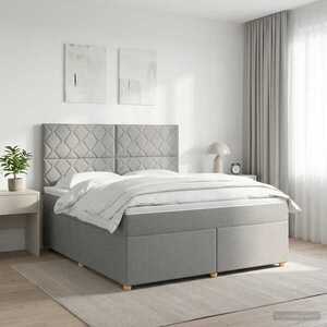 Imagine vidaXL Pat boxspring cu saltea Gri deschis 140 x 190 cm Țesătură