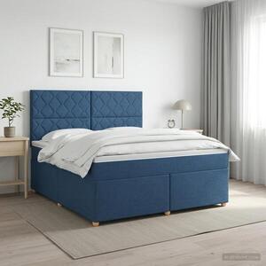 Imagine vidaXL Pat boxspring cu saltea albastru 140 x 190 cm Țesătură