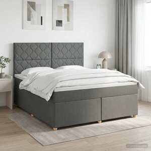 Imagine vidaXL Pat boxspring cu saltea Gri închis 160 x 200 cm Țesătură
