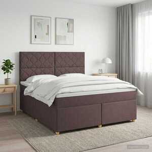Imagine vidaXL Pat boxspring cu saltea Maro închis 180 x 200 cm Țesătură