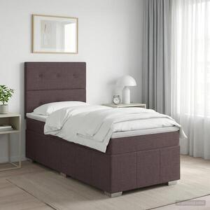 Imagine vidaXL Pat boxspring cu saltea Maro închis 90 x 200 cm Țesătură