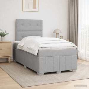 Imagine vidaXL Pat boxspring cu saltea Gri deschis 120 x 190 cm Țesătură