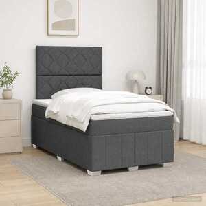 Imagine vidaXL Pat boxspring cu saltea Gri închis 120 x 190 cm Țesătură