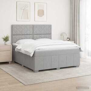 Imagine vidaXL Pat boxspring cu saltea Gri deschis 140 x 190 cm Țesătură