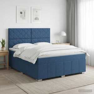 Imagine vidaXL Pat boxspring cu saltea albastru 140 x 200 cm Țesătură