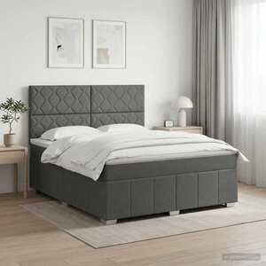 Imagine vidaXL Pat boxspring cu saltea Gri închis 160 x 200 cm Țesătură