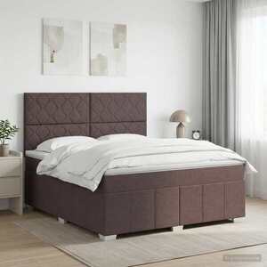 Imagine vidaXL Pat boxspring cu saltea Maro închis 160 x 200 cm Țesătură