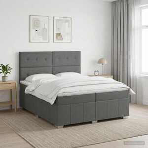 Imagine vidaXL Pat boxspring cu saltea Gri închis 200 x 200 cm Țesătură