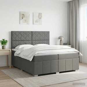 Imagine vidaXL Pat boxspring cu saltea Gri închis 200 x 200 cm Țesătură
