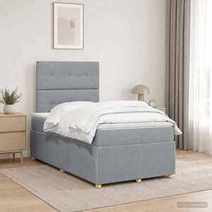 Imagine vidaXL Pat boxspring cu saltea Gri deschis 120 x 190 cm Țesătură
