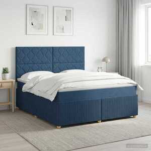 Imagine vidaXL Pat boxspring cu saltea albastru 140 x 190 cm Țesătură