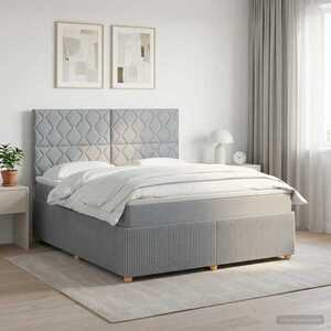 Imagine vidaXL Pat boxspring cu saltea Gri deschis 140 x 200 cm Țesătură